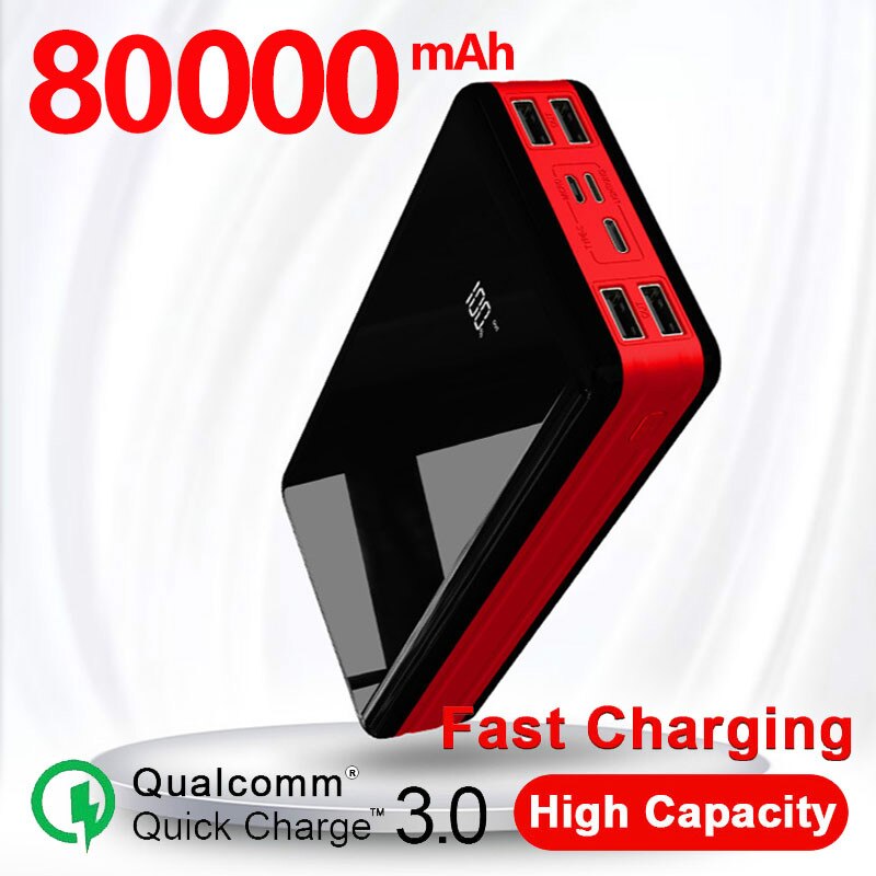 80000mah Power Bank Portable LED Digital Display External Battery Charger Powerbank For Xiaomi IPhone Samsung