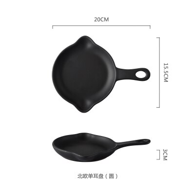 Nordic ceramic dish oven dish baking dish barbecue dish baking dish deep dish flat dish restaurant tableware household: black1