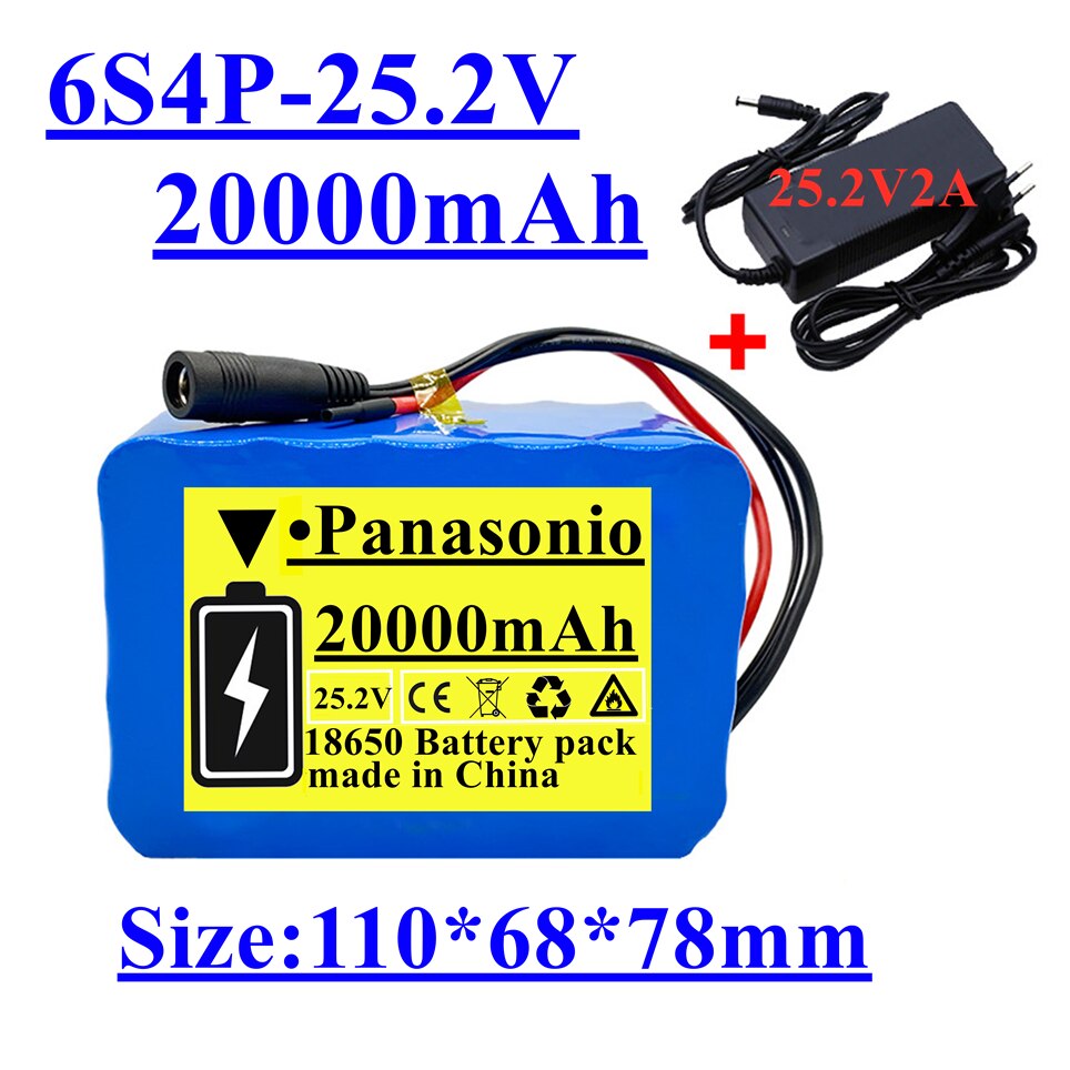 6s4p 24V 20Ah 18650 Battery Lithium Battery 25.2v 20000mAh Electric Bicycle Moped /Electric/Li ion Battery Pack with charger