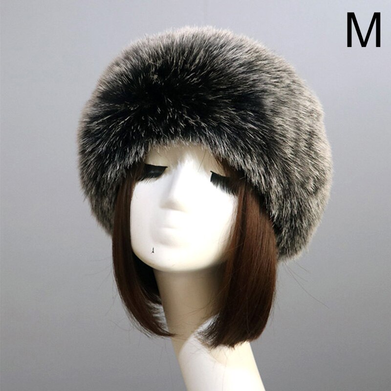 Kobiety futrzane czapki grube futrzane ciepłe sztuczne futro z lisa kapelusz jesień zima rosyjski gruby Bomber odkryty Earwarmer Ski pusty cylinder czapki: M