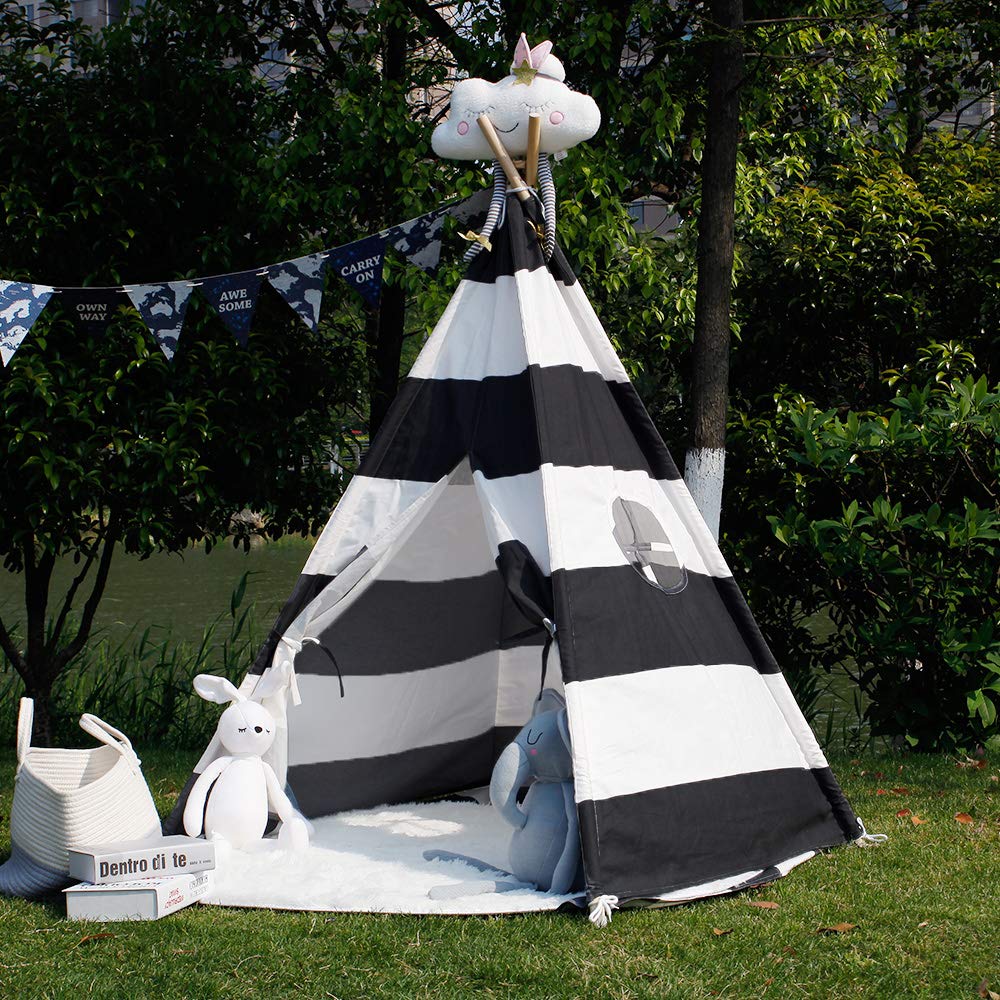 Schwarz Gestreiften Leinwand freundlicher Spielen Indische Tipi Zelt freundlicher Tipi Tipi Zelt T Pee Zelt