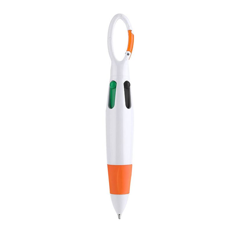 24 Pcs Retractable Shuttle Pens with Carabiner Clip 4-in-1 Ballpoint Pens Multicolor Pens with Buckle Keychain on Top: Yellow