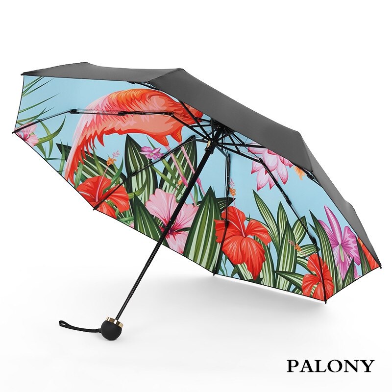 Palony Vijf Opvouwbare Mini Flamingo Stijl Mode Patroon Uv En Winddicht Reizen Vrouwen En Kinderen Zonnige Regenachtige paraplu