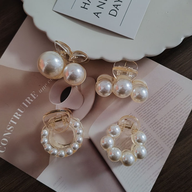 Pinzas en forma de garra para el pelo geométricas con perlas encantadoras para mujeres y niñas, horquilla, diadema de cangrejo para el cabello, accesorios para la cara, adorno para la cabeza