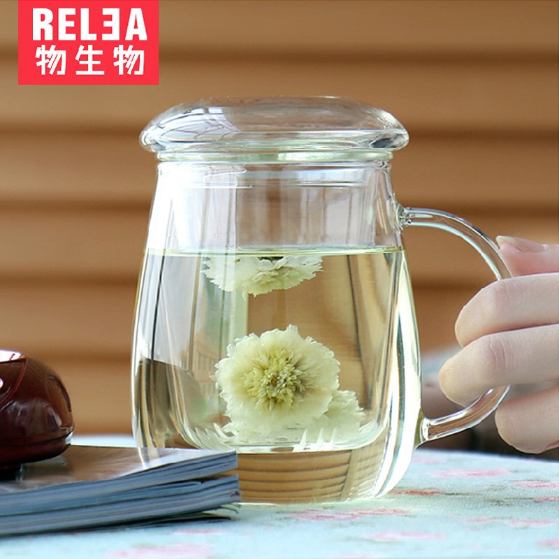Klart glas krus glas kaffe te kop mælk juice krus med mesh te si infuser med filter tekande varmebestandige glas krus