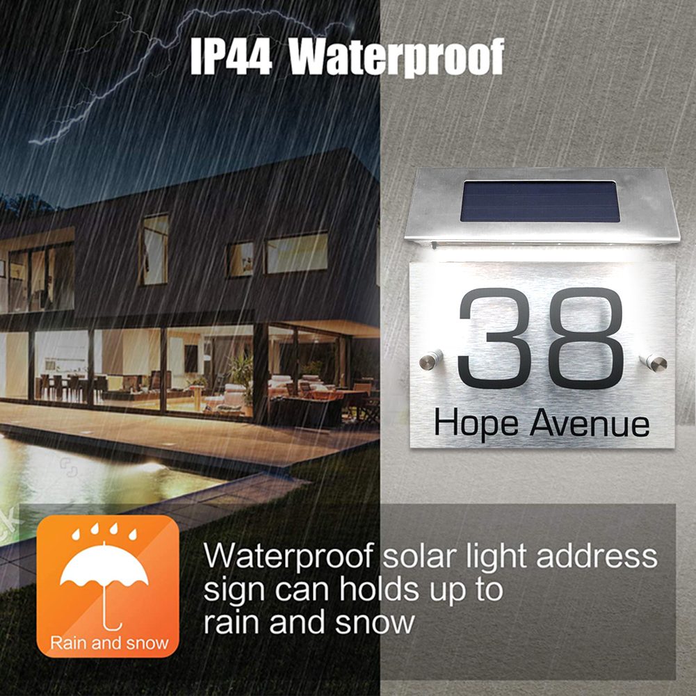 LED Solar House Number Light High Brightness Digital Plate Light Control Home Door Number Warning Sign Doorplate Lamp Plaques