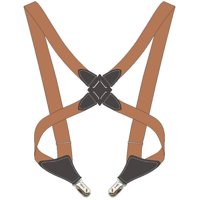 Vintage Holster-Style Elastic Side Clip Suspenders For Men Accessories Cross-Over Back Adult Braces Strap Suspenders 105x2.5cm: Light Brown