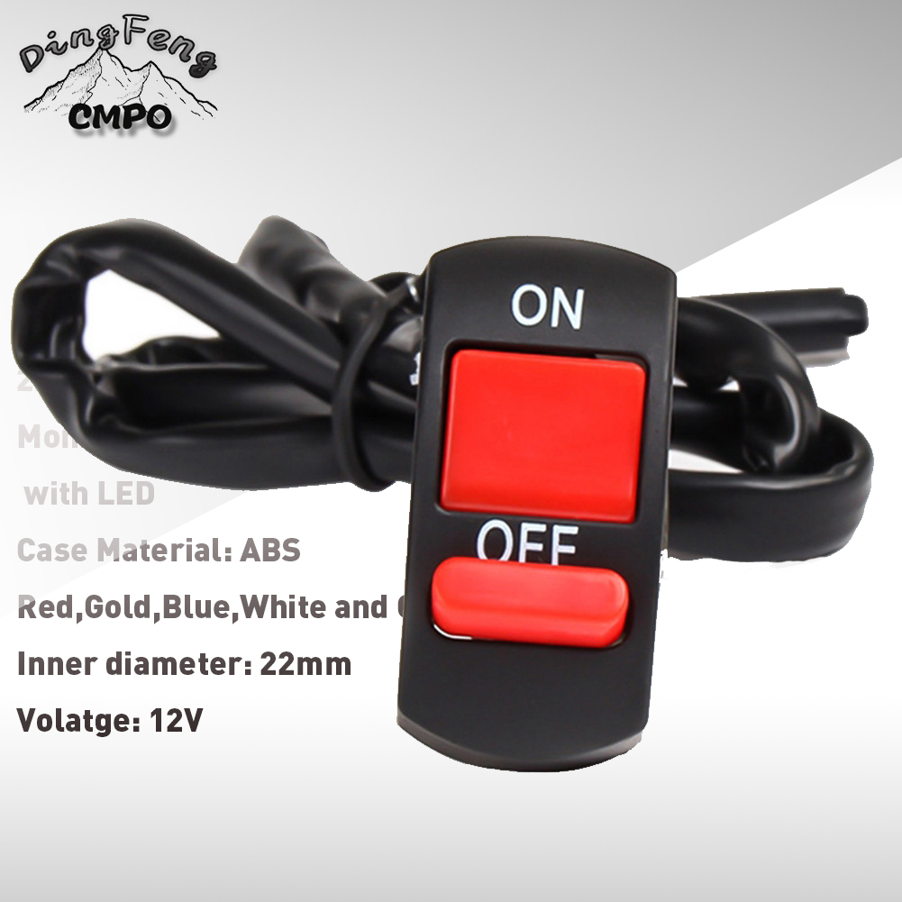 1/2 pièces interrupteur de guidon de moto avec bouton momentané de lumière LED pour électrique Star Kill bouton de commutation de commande étanche 22mm: vert militaire