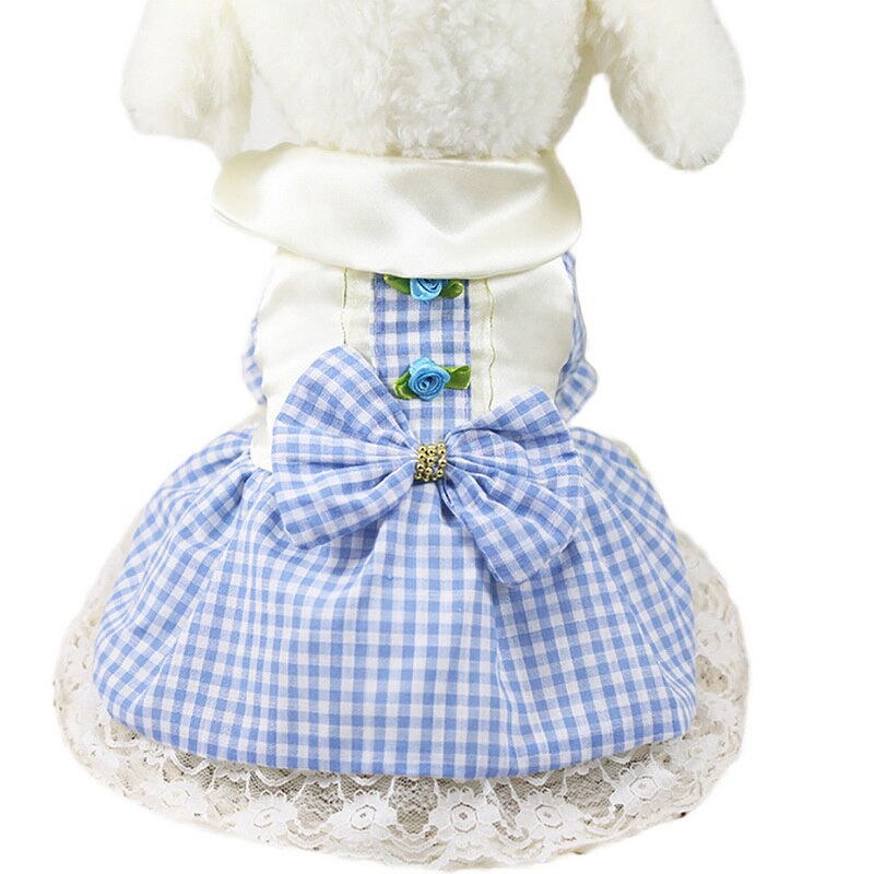 (XS-XXL) Dog Clothes for Small Dogs Dress Princess Dress Summer Puppy Small Dog Lace Princess Chihuahua Dog Mascotas Roupa^7: blue / XL