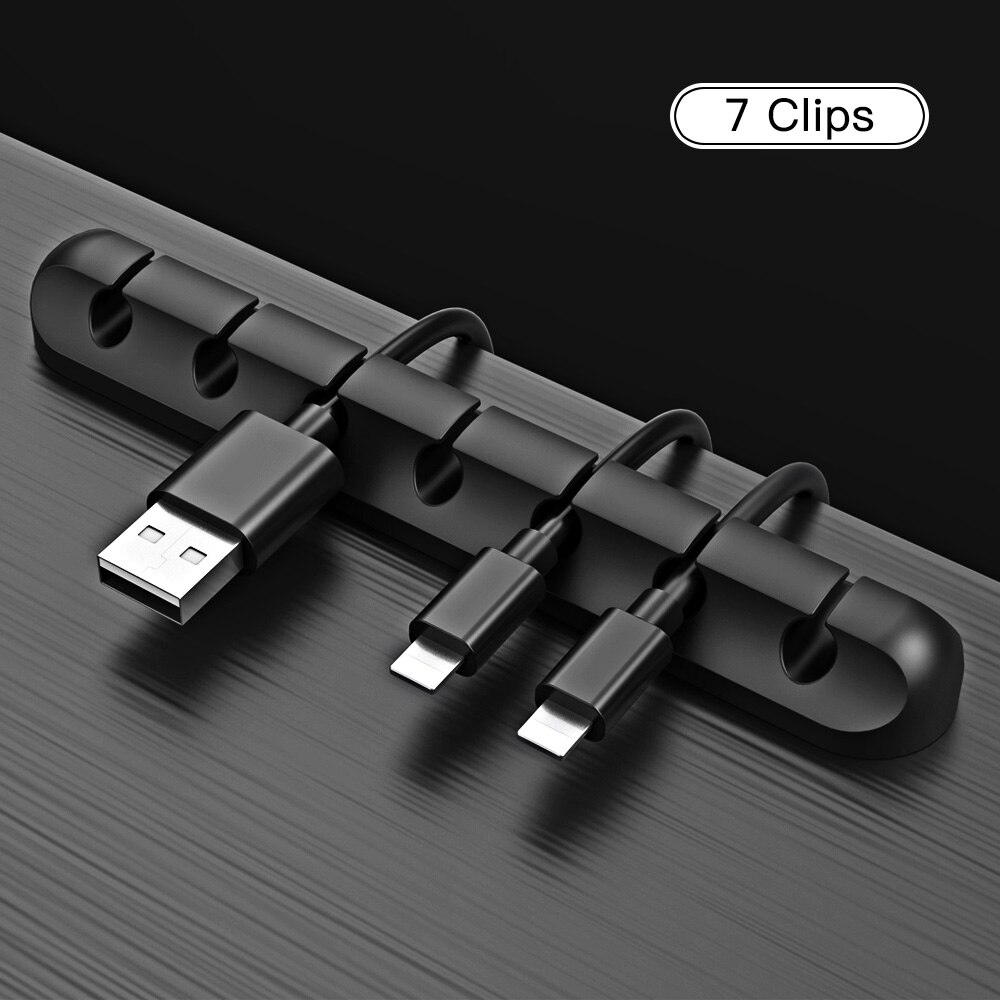 Usb kabel opruller efterbehandler kabel arrangør datakabel fastgørelsesklemmer skrivebord kabel håndtering ladekabel holder til musetastatur: 7 huller