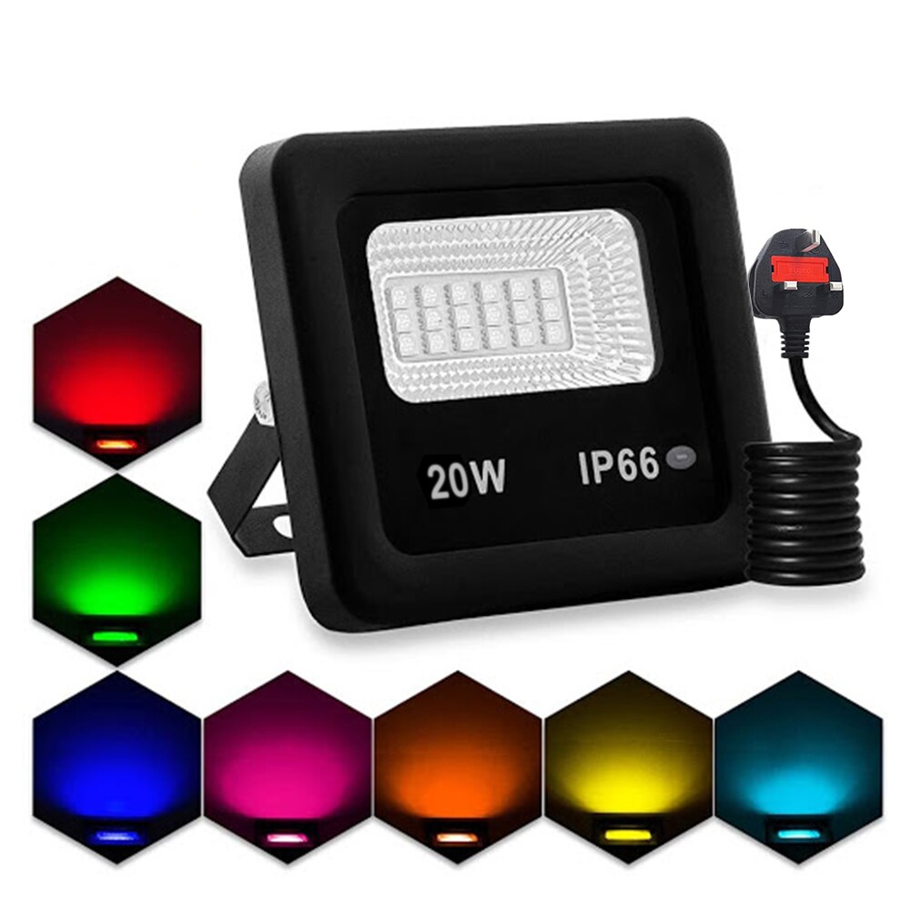 35W Led Spotlight Rgb Flood Light Outdoor/Indoor Met App Controle Muziek Sync Timer Dimmen Licht Kleur Veranderende schijnwerper: mixing color UK