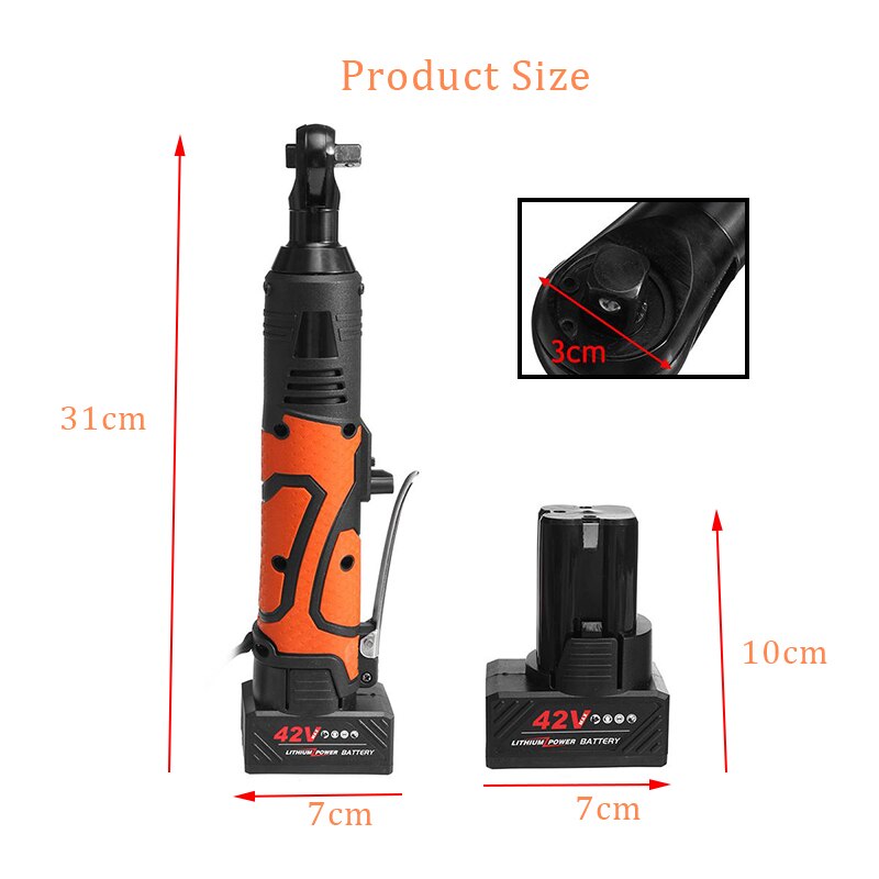 42V Electric Wrench Angle Drill Screwdriver 100NM 3/8'' Cordless Ratchet Wrench Scaffolding With 1/2 Lithium-Ion Battery