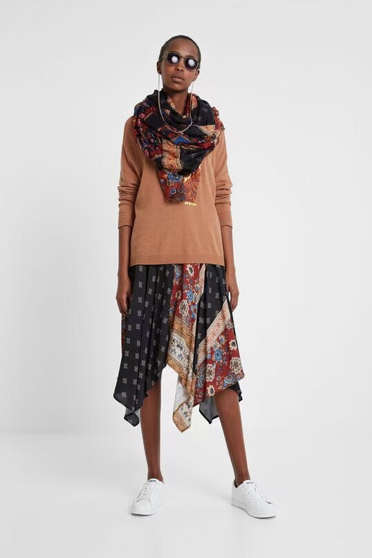 Spaanse Desigual Kleurrijke Print Dames Sjaal Geborduurde Zonnebrandcrème Zonnescherm Lange Handdoek Bloemen Strandlaken: 10