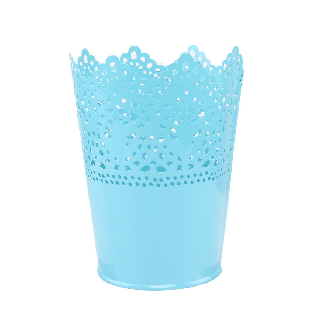 Maceta clásica de encaje para flores, soporte para escritorio, maceta de hierro para flores, maceta para plantas de Color sólido, herramientas de decoración de jardín para el hogar con bandeja: 02