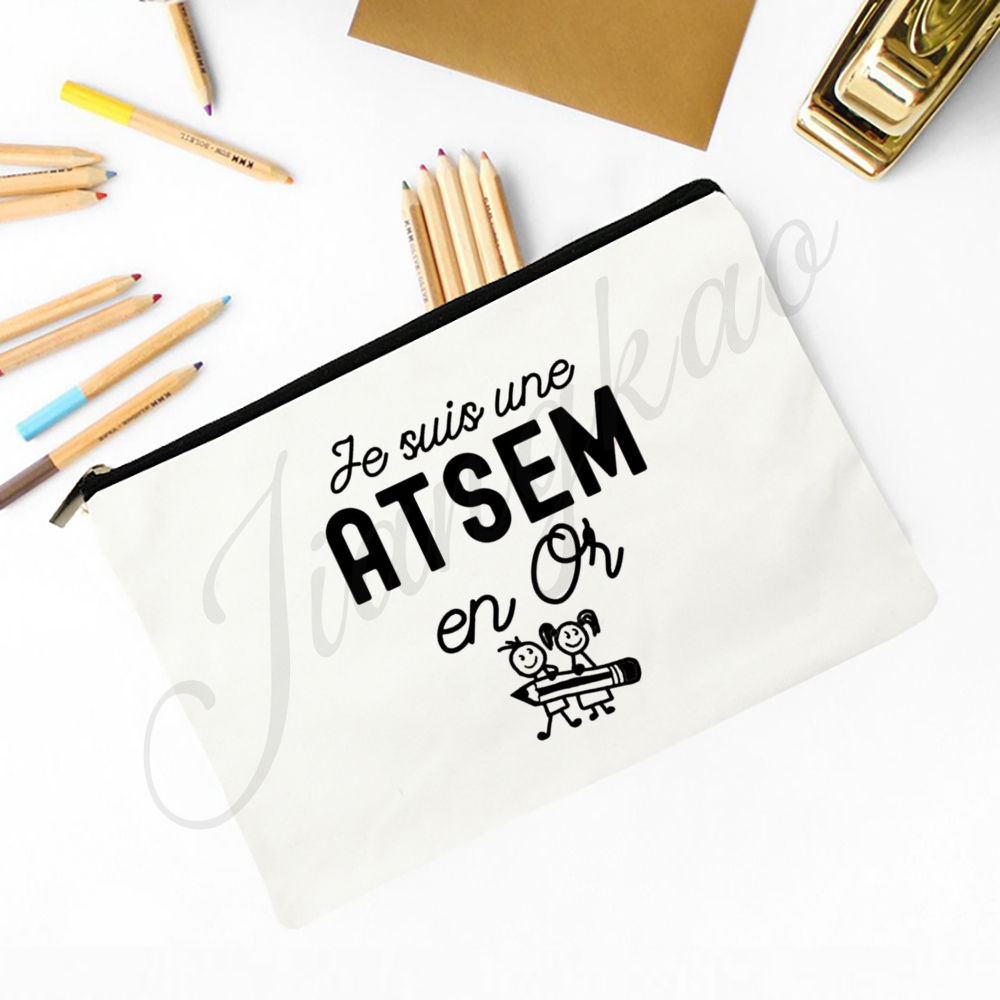 Franse bedrukte make-uptas Reizen Neceser Reistoilettas Organisator Schoolpotloodzakken Afstudeercadeau voor Maitresse Atsem Aesh Avs: Deep Blue