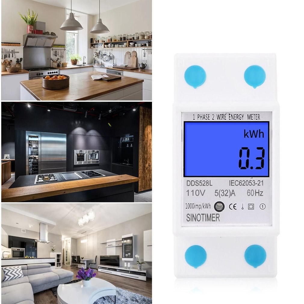 Home DIN Rail LCD Digital Display Power Consumption KWh Meter Single Phase Energy Meter Watt Wattmeter 50Hz