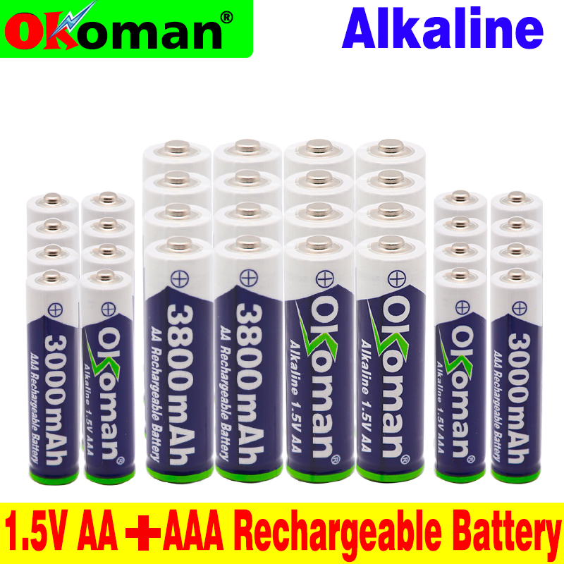 AA+AAA 100% 1.5V Rechargeable AA Battery AAA Alkaline 3000-3800mah For Torch Toys Clock MP3 Player Replace Ni-Mh Battery