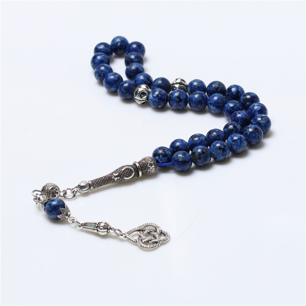 Atacado 8mm azul pedra borla oração grânulos islâmico tasbih muslim rosário colar