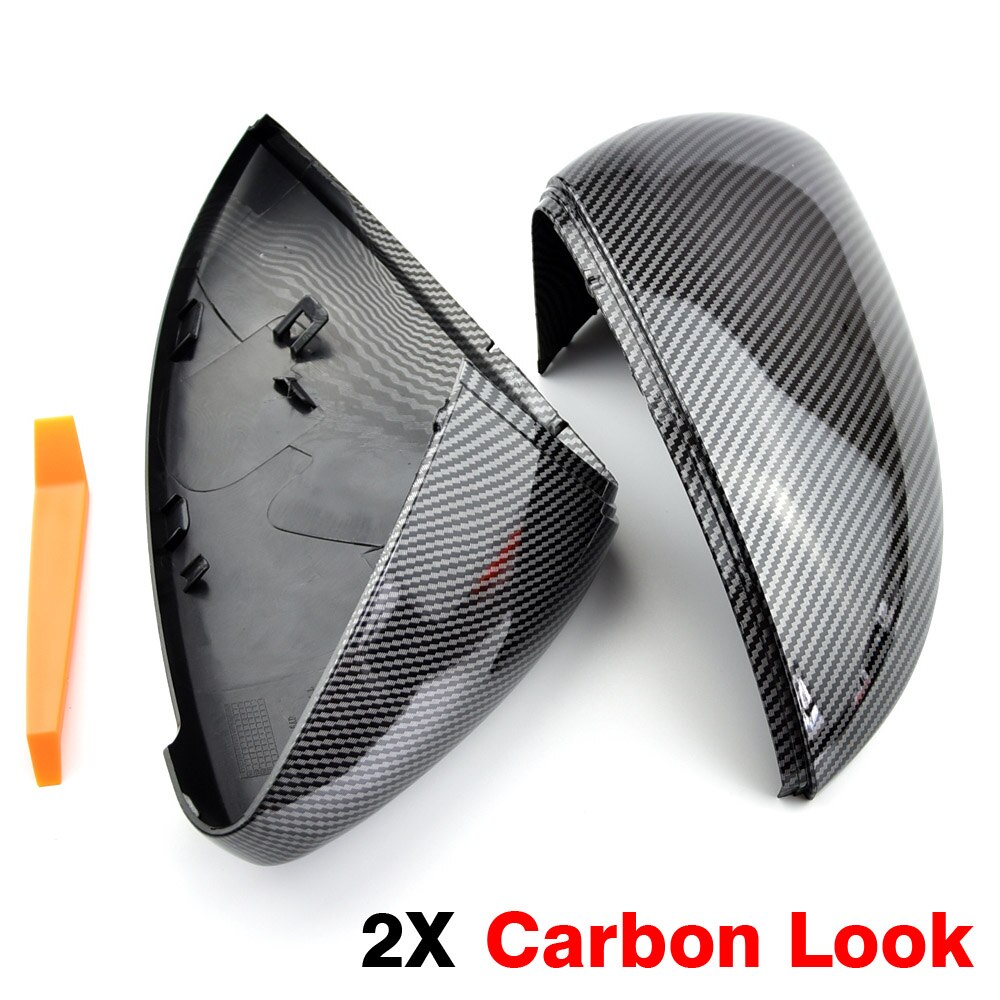2 pieces For VW Golf MK7 7.5 GTI 7 7R Mirror Covers Caps RearView Mirror Case Cover Carbon Look Bright Black Matte Chrome Cover: Carbon Look black