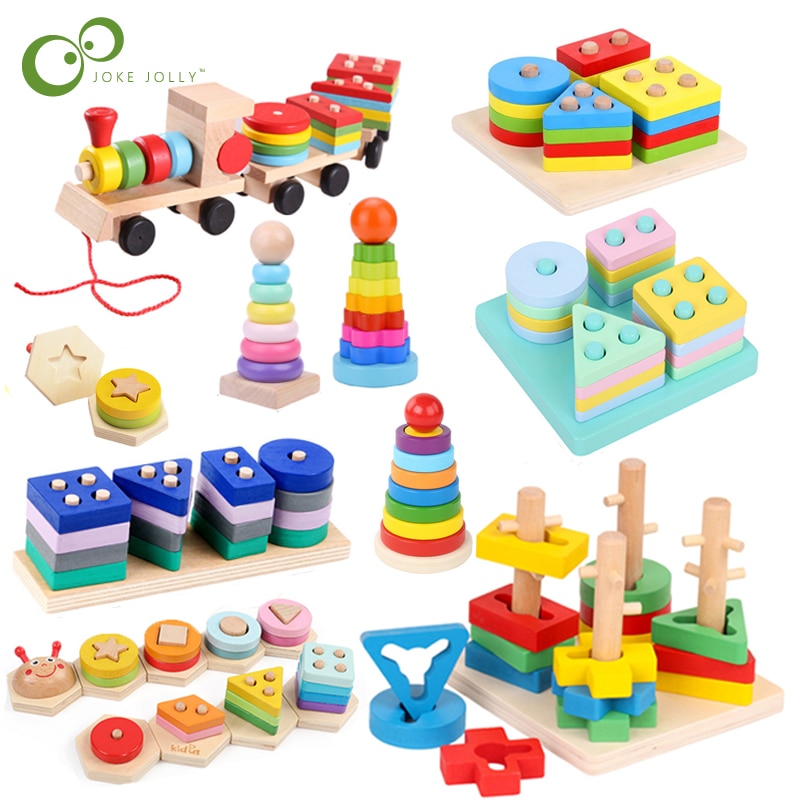 Bunte Geometrische Formen Passende Spielzeug Kinder Früh Lernen Übung Hände-auf Fähigkeit Montessori Pädagogisches Holz Spielzeug ZXH