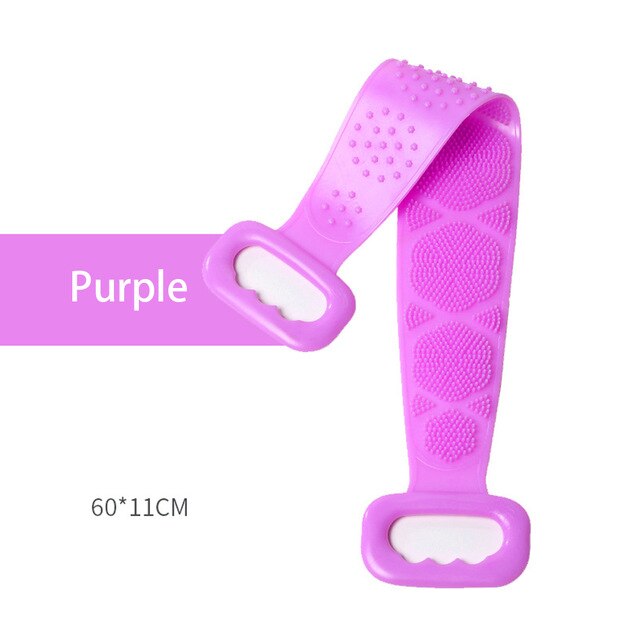 Elastic Back Massage Scrubber Scratching Back Towel Bath Belt Body Exfoliating Massage for Shower Body Spa Cleaning Shower Strap: Purple