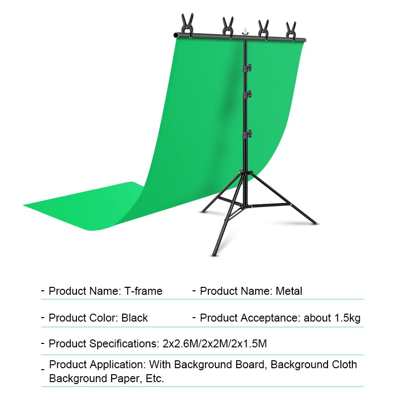 Chromakey Groen Scherm Met T-Vorm Achtergrond Ondersteuning Groen Scherm Achtergrond Met Stand Kit Voor Foto Studio Fotografie, gaming