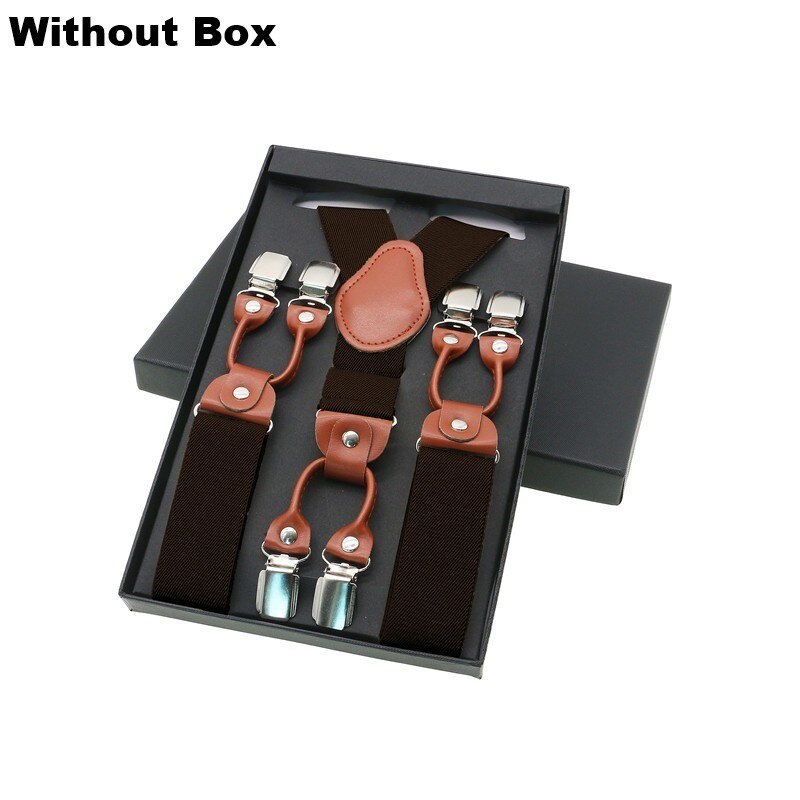 Tirantes de 6 clips para hombre, tirantes Unisex informales a la , tirantes elegantes para camisa de cuero marrón, correa ajustable para cinturón, para papá: GINGER