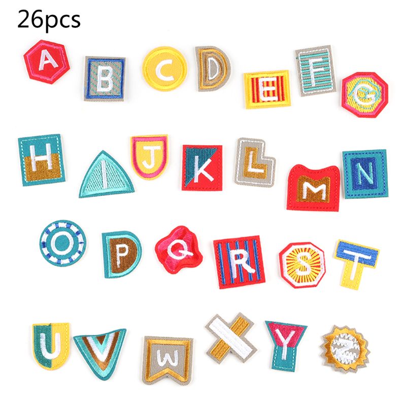 26 stk engelske bogstaver patches tegneserie dyr alfabet broderet applikations badge  lx9e: 6 ee 502002- e