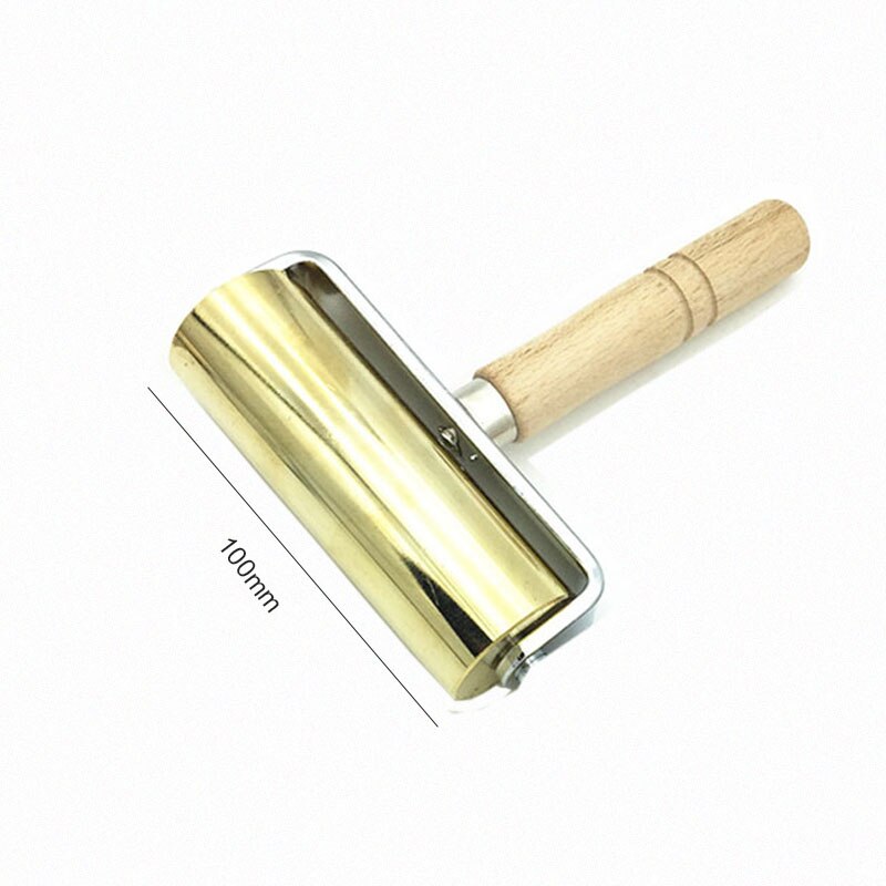 Herramienta de rodillo de cuero, soporte de carpeta de grabado de cuero, pegamento de hierro para neumáticos de goma, herramientas de artesanía de rodillo de cuero DIY: Gold L