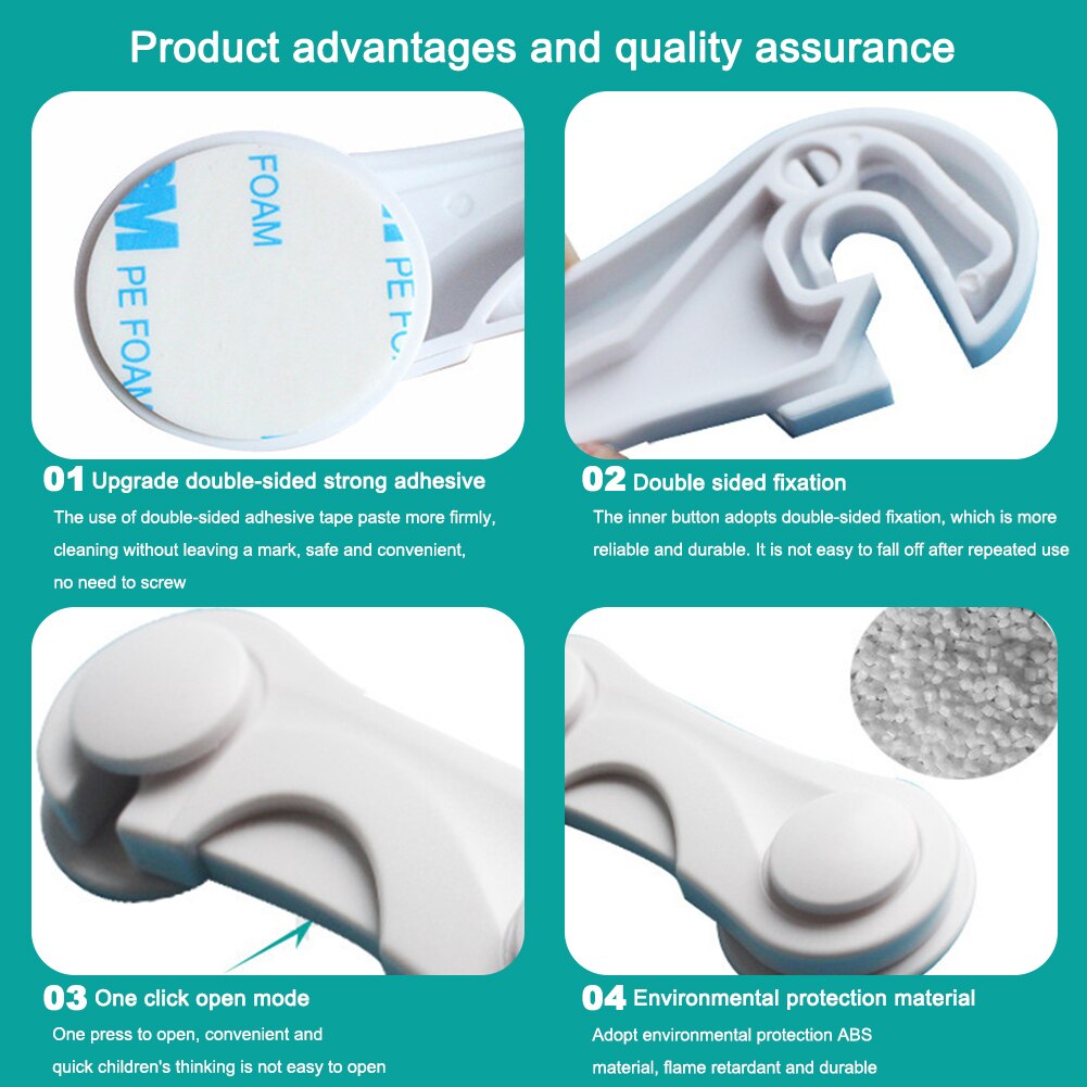 Baby Plastic Safety Lock Kinderen Baby Bescherming Ladeblokkering Comfortabele Kinderen Draagbare Elementen Voor Koelkast