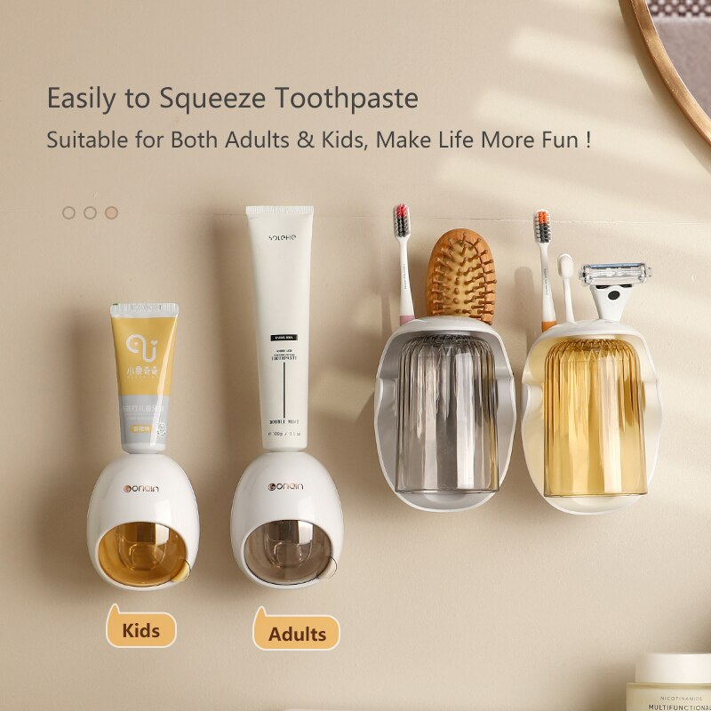 Wall Mounted Toothpaste Dispenser Automatic Tube Press Squeezer Toothpaste with Dust Cover Dispensador Pasta Dientes