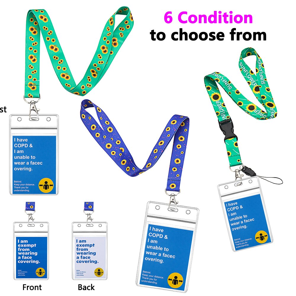 1 Set Lanyard + Mask Exemption Card Waterproof Durable Safe PVC Material ID Card or Keys Hodler Hidden Disability Lanyard