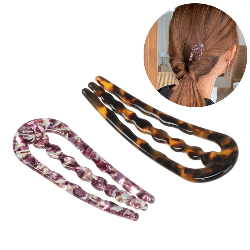 Retro U Shape Hair Clips Tortoise Shell U Sticks Pins Women Girls Hair Pin Stick Hair Fork Hairstyle Accessories
