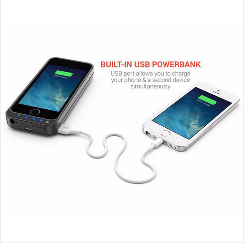 NENG 4200mAh White Charging Case for IPhone 5 5s 5C SE External Backup Battery Charger Case Power Bank Pack with Hold