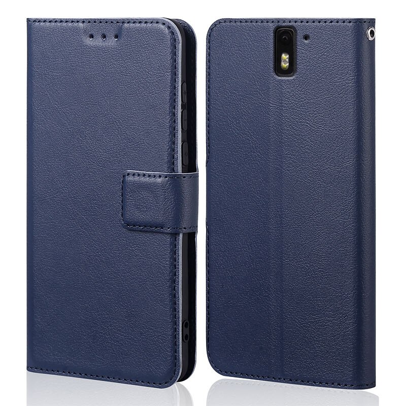 Silicone Magnetische Voor Een Plus Een A0001 Telefoon Case Cover Retro Flip Leather Case Voor Oneplus Een Plus Lederen Stand case: Navy