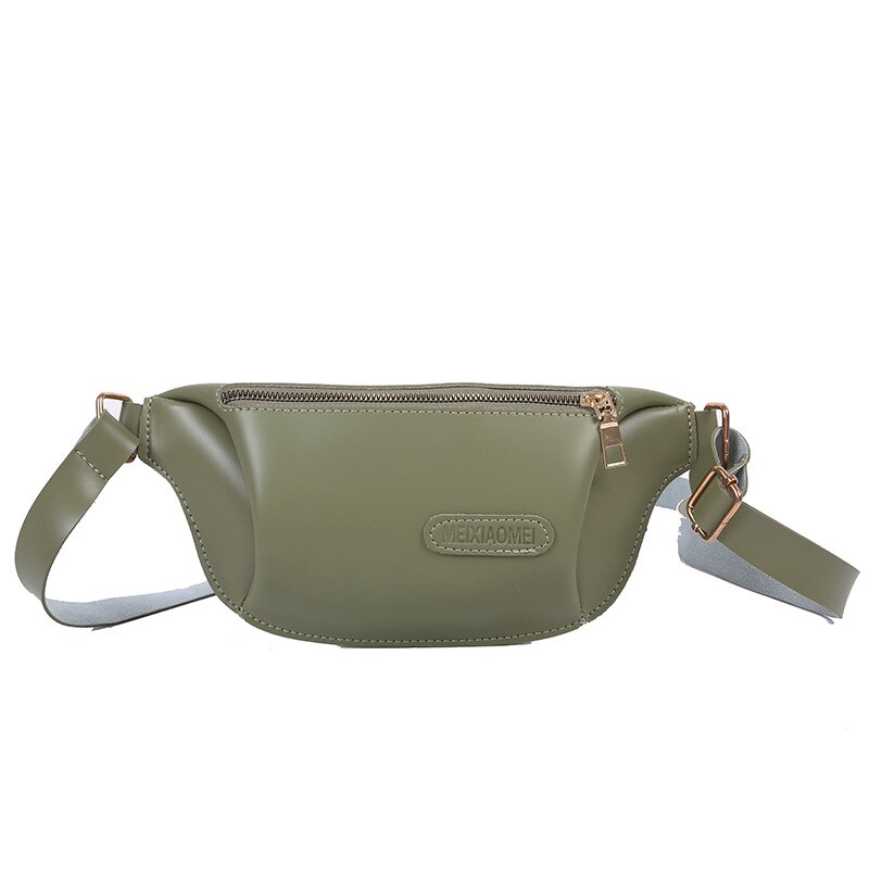 Taille Verpakking Vrouwen Pu Leer Mode Fanny Pack Effen Kleur Dames Rits Borst Zak Meisje Reizen Banaan Riem Tas mini Portemonnee: Green waist bag