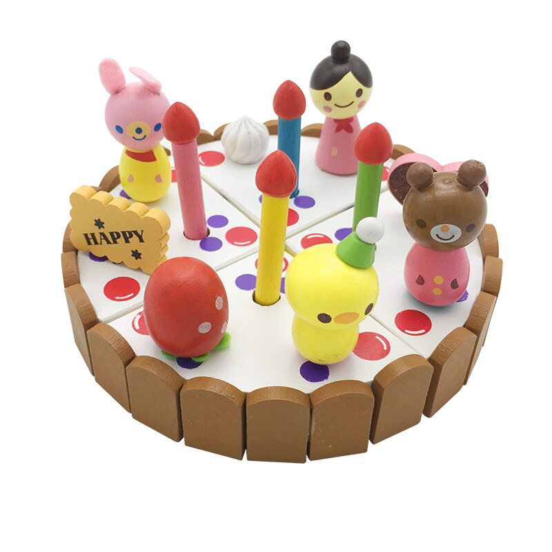 Moeder tuin baby kid's playhouse strawberry dubbele lagen kunstmatige taart set houten kind speelgoed: small cake toy