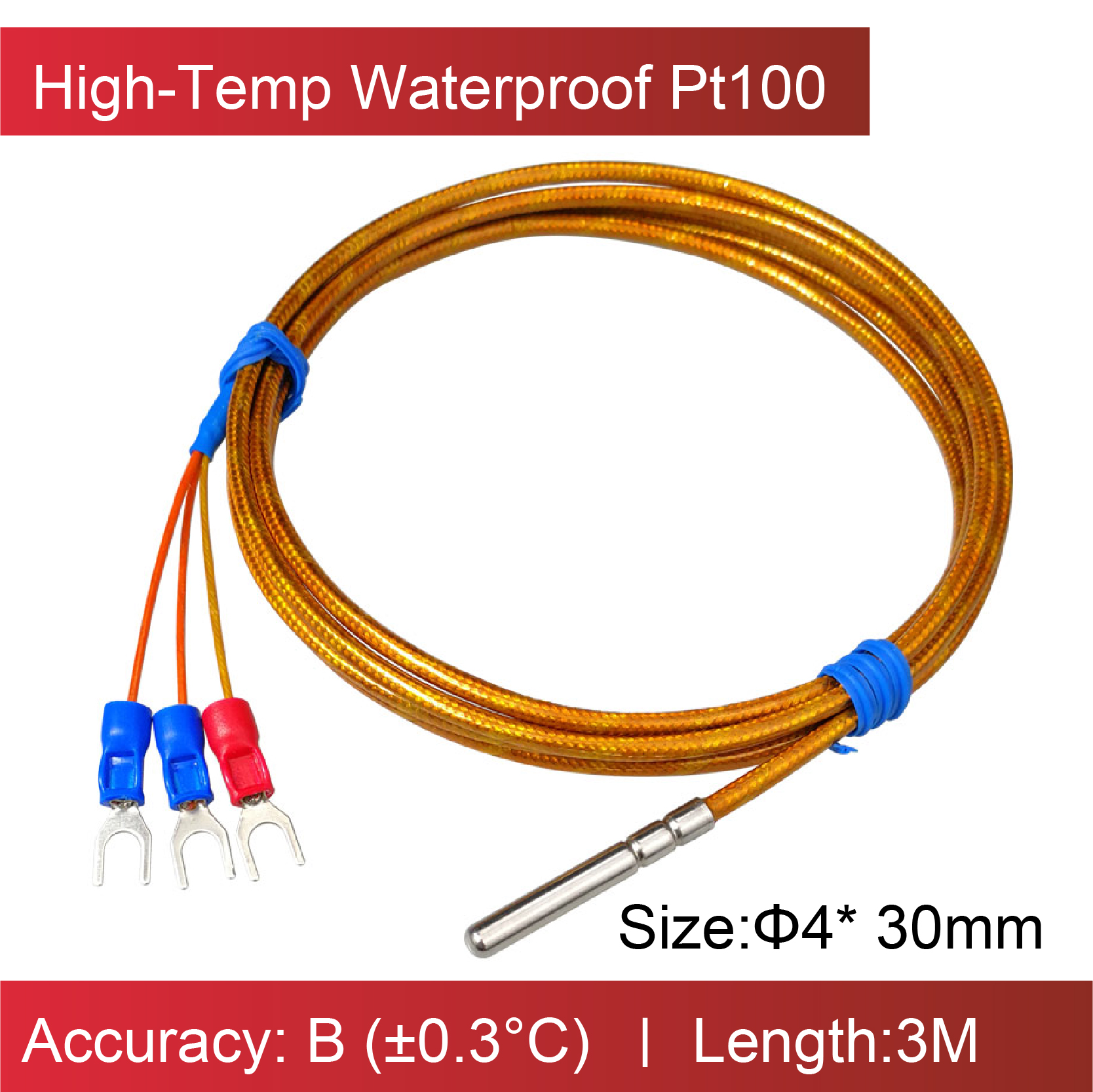 PT100 Temperature Sensor RTD Probe 350°C Platinum Resistance Waterproof High Temp Sensor Kapton Insulated Industrial Measuring: Dark Grey