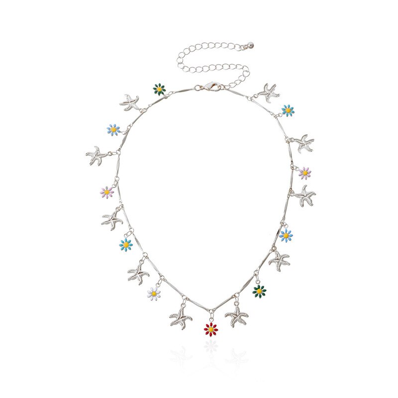 Nowe koreańskie piękne kwiaty Daisy kolorowe zroszony urok komunikat krótki Choker naszyjnik dla kobiet biżuteria wakacje: SP1369-1-2