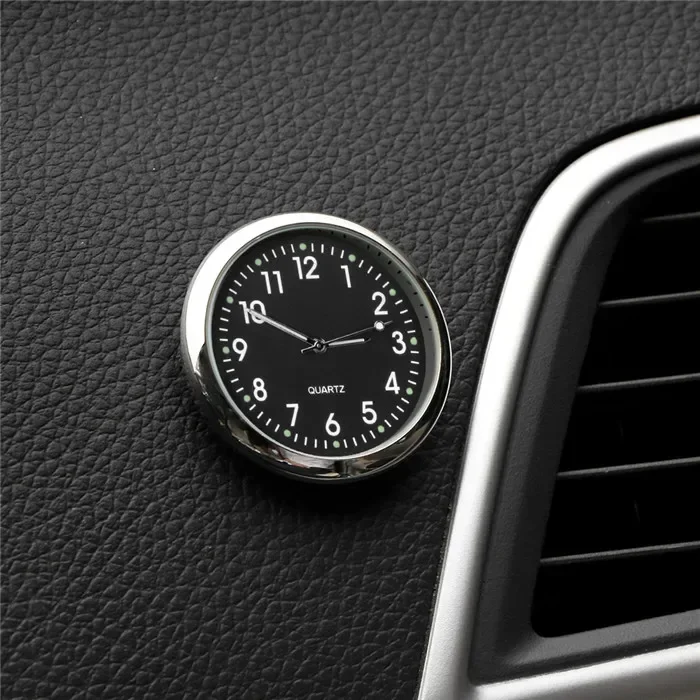 Auto Klok Mini Lichtgevend Digitaal Horloge Mechanica Quartz Klokken Auto 'S Interne Stick-On Auto Styling Accessoires: Black