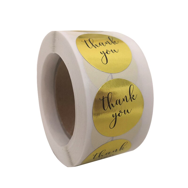 500 Stickers 2.5cm Small Gold Foil Thank You Stickers Heart Shape Adhesive Business Labels Decorative Sealing Labels: B