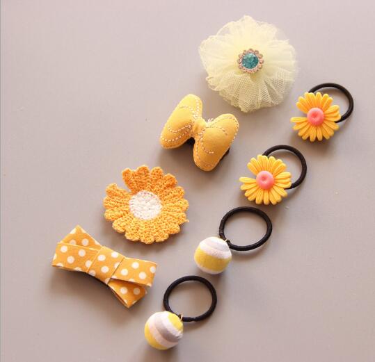 Capelli del bambino Della Forcella Della clip Accessori Dei Capelli Del bambino della ragazza Della clip dei bambini della clip di Capelli di Pollice in Gomma fascia Dei Capelli Della fascia impostato: 7