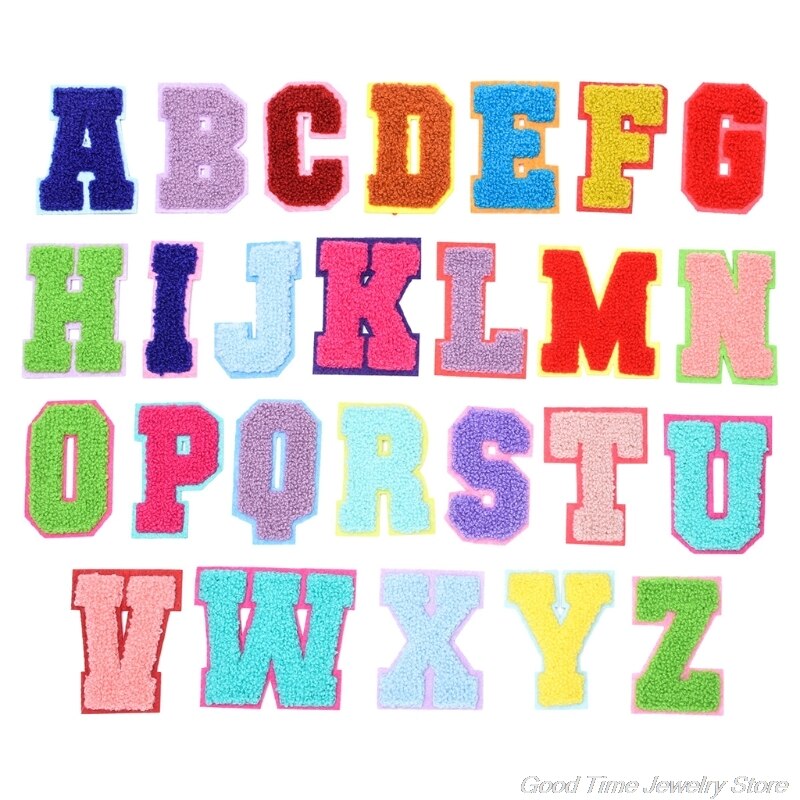 26 Pcs Iron On Letters Patches Applique Naaien Patches Kerst Brief A-Z Patch Alfabet Geborduurde Patches Diy A07 21: -F