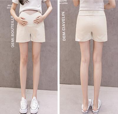 Sommer gravid kvinde lavtaljede bukser ensfarvet kontor dame bomuld og hørbukser gravide maveshorts: Khaki / L