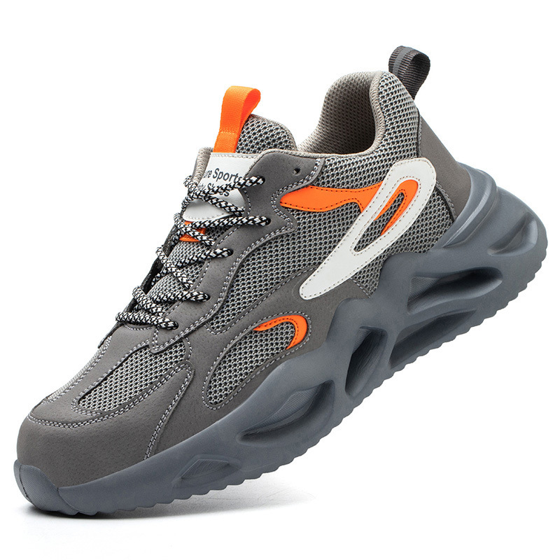 Nouvelles bottes de travail pour hommes, chaussures de sécurité Anti-perforation à bout en acier, baskets légères de Construction indestructibles, chaussures de Sport à la: Gray / 39