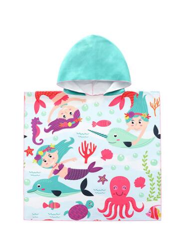 Printed Mricrofiber Bath Towel Poncho With Hooded Changing Robe For Kids Swimming Beach Towel Bathrobe Beachwear: 3