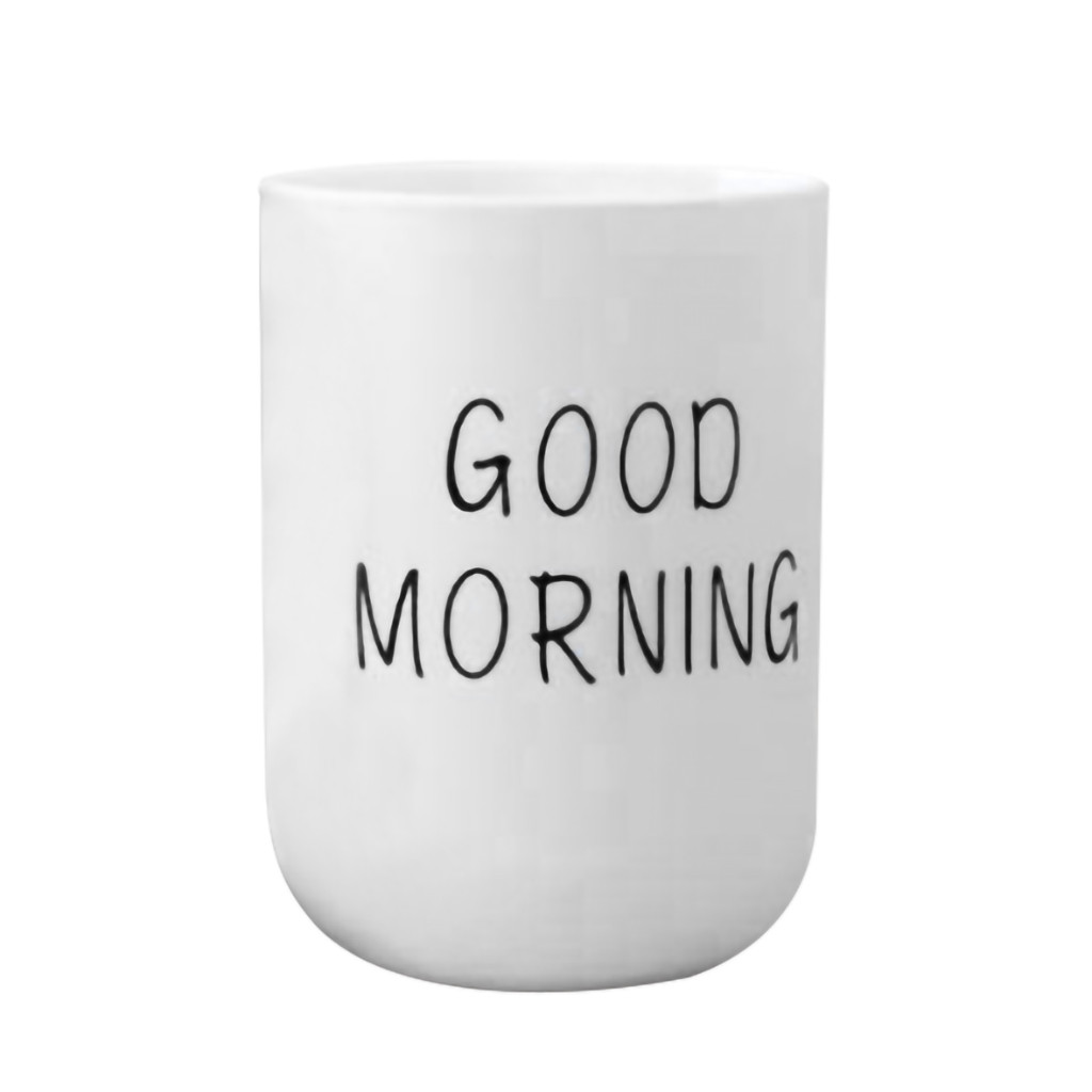 Eenvoudige nordic travel draagbare wasbeker badkamer tandenborstel ronde beker eenvoudige effen beker paar tandenbeker goedemorgen: Wit