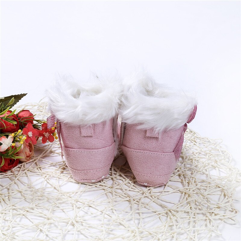 Toddler Baby Girl Boots Winter Warm Crib Shoes Plush Slip-on Soft Mocassin Shoes Snow Boots 0-18M
