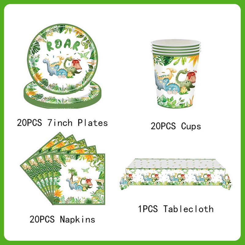 Dinosaurus Verjaardag Decoratie voor Jongen Dinosaurus Thema Servies Borden Kopjes Servetten Tafelkleed Banner Kids Feestartikelen Gunst