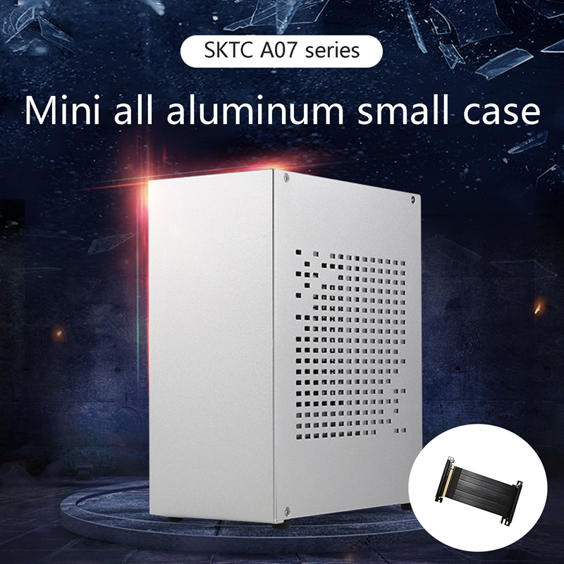 A07 Mini ITX Computer fallen Chassis HTPC Gastgeber fallen USB 3,0 ITX Gehäbenutzen mit Grafikkarte Verlängerung Kabel: Silber